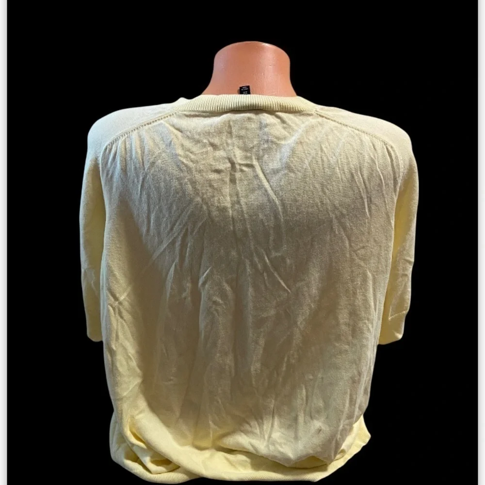 Talbots Plus Size 2X Yellow Short Sleeve Summer Sweater Button Accents